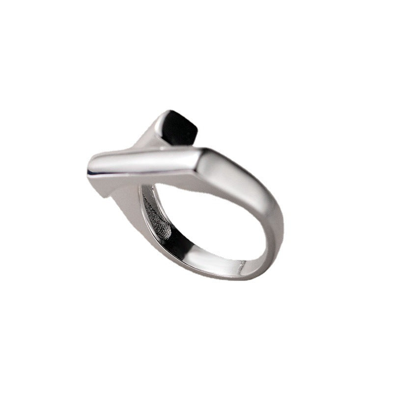 Geometric Staggered Korean Style Personalized Advanced Design Open Adjustable Rings
