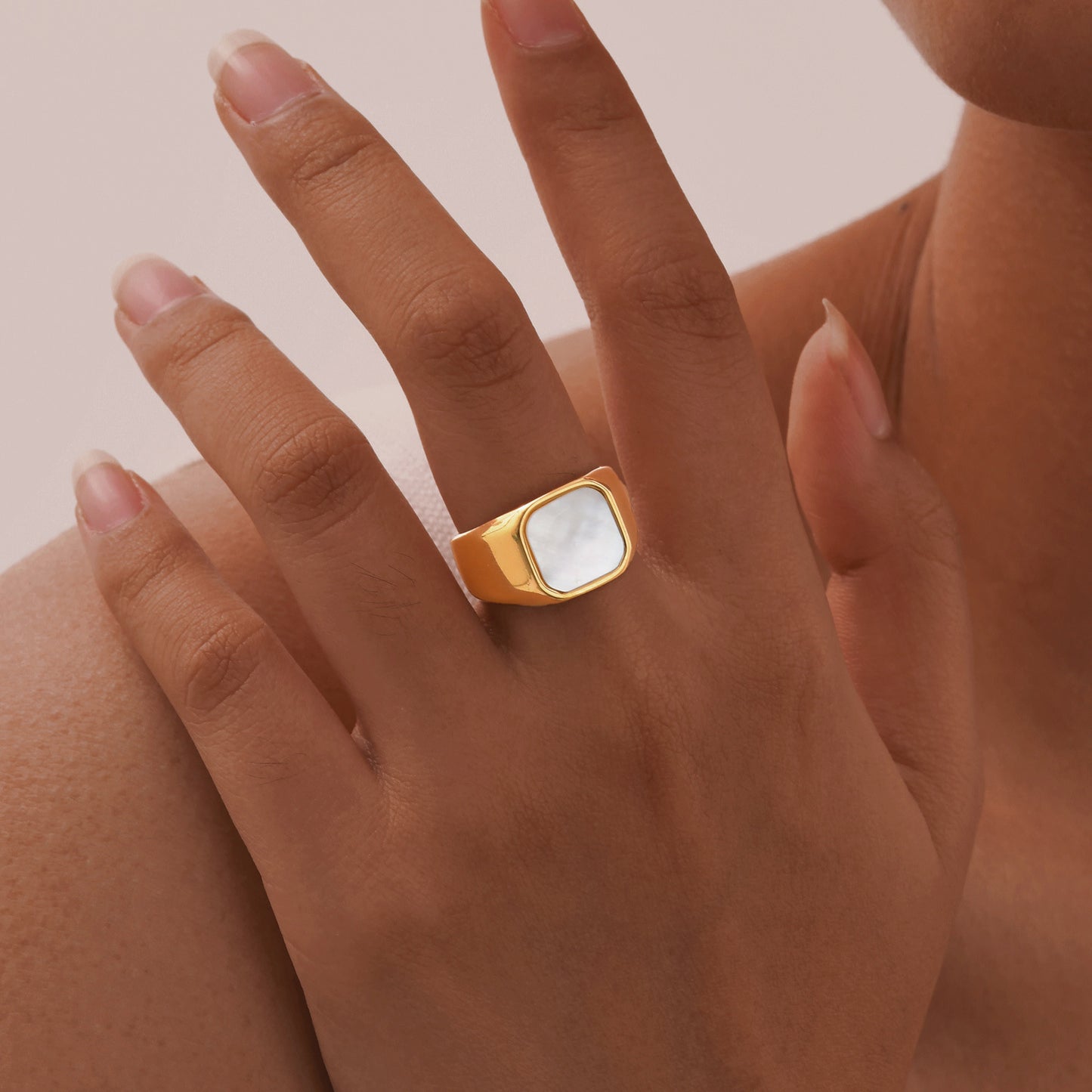 Women's Ornament Stainless Steel Shell Surface Glossy Square Rings