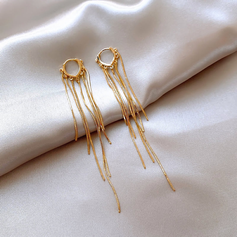 Women's Needle Elegant Long Tassel Thin Effect Earrings