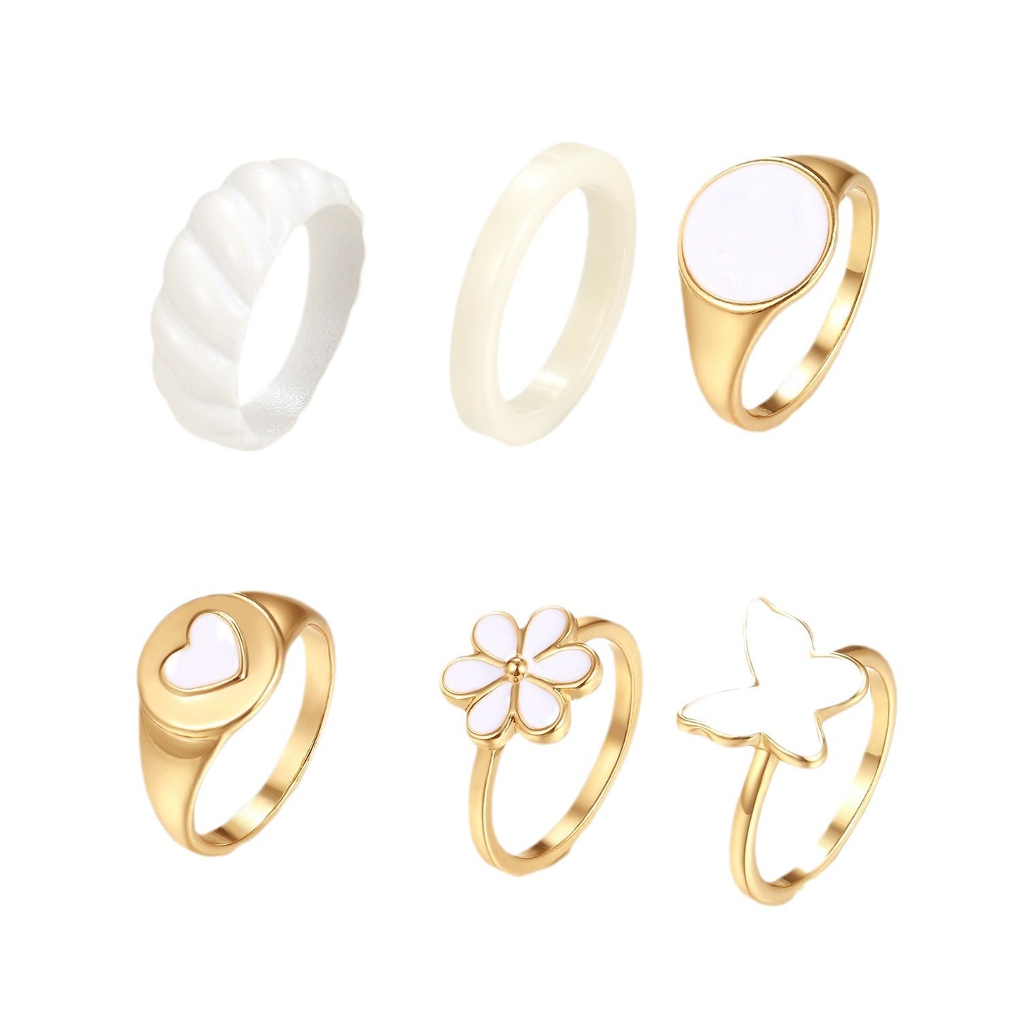 Oil Dripping Butterfly Smiley Love Joint Ring