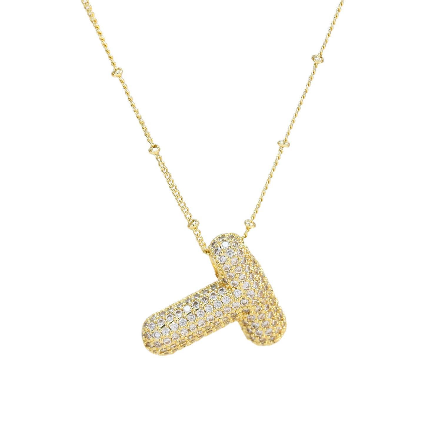 Women's Brass Zircon Bubble Balloon Letter Chubby Necklaces