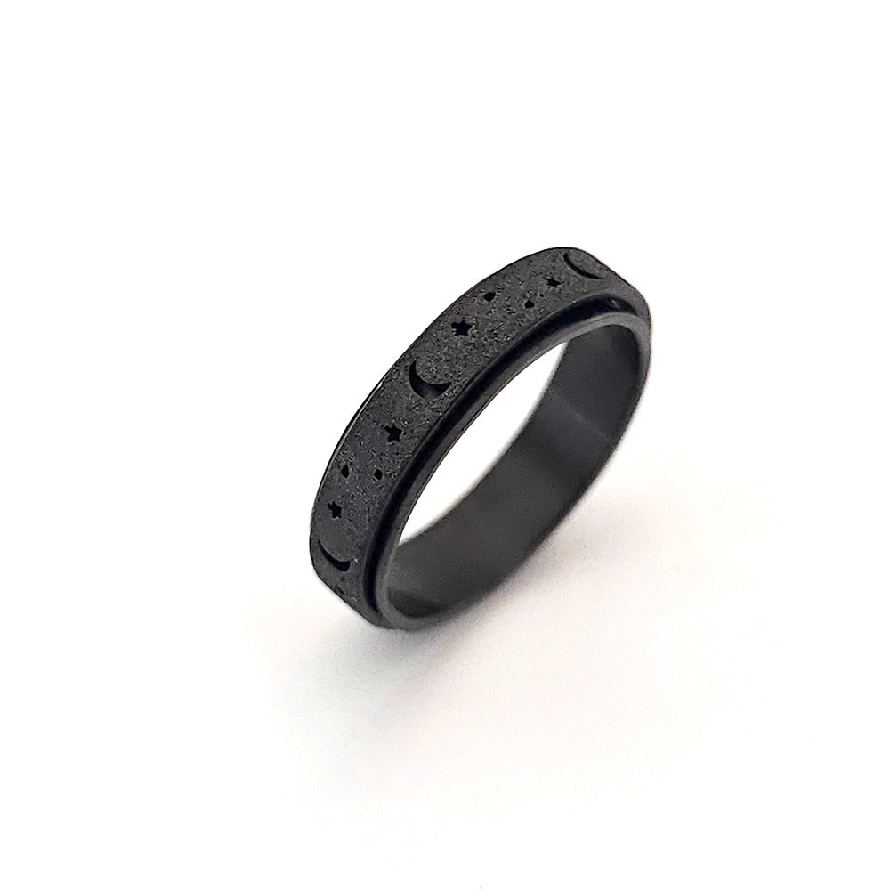 Women's Hollow Star Moon Stainless Steel Rotatable Rings