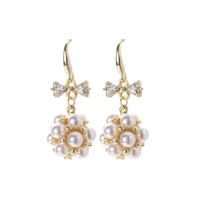 Elegance Pearl Zircon Female Personality High Sense Earrings