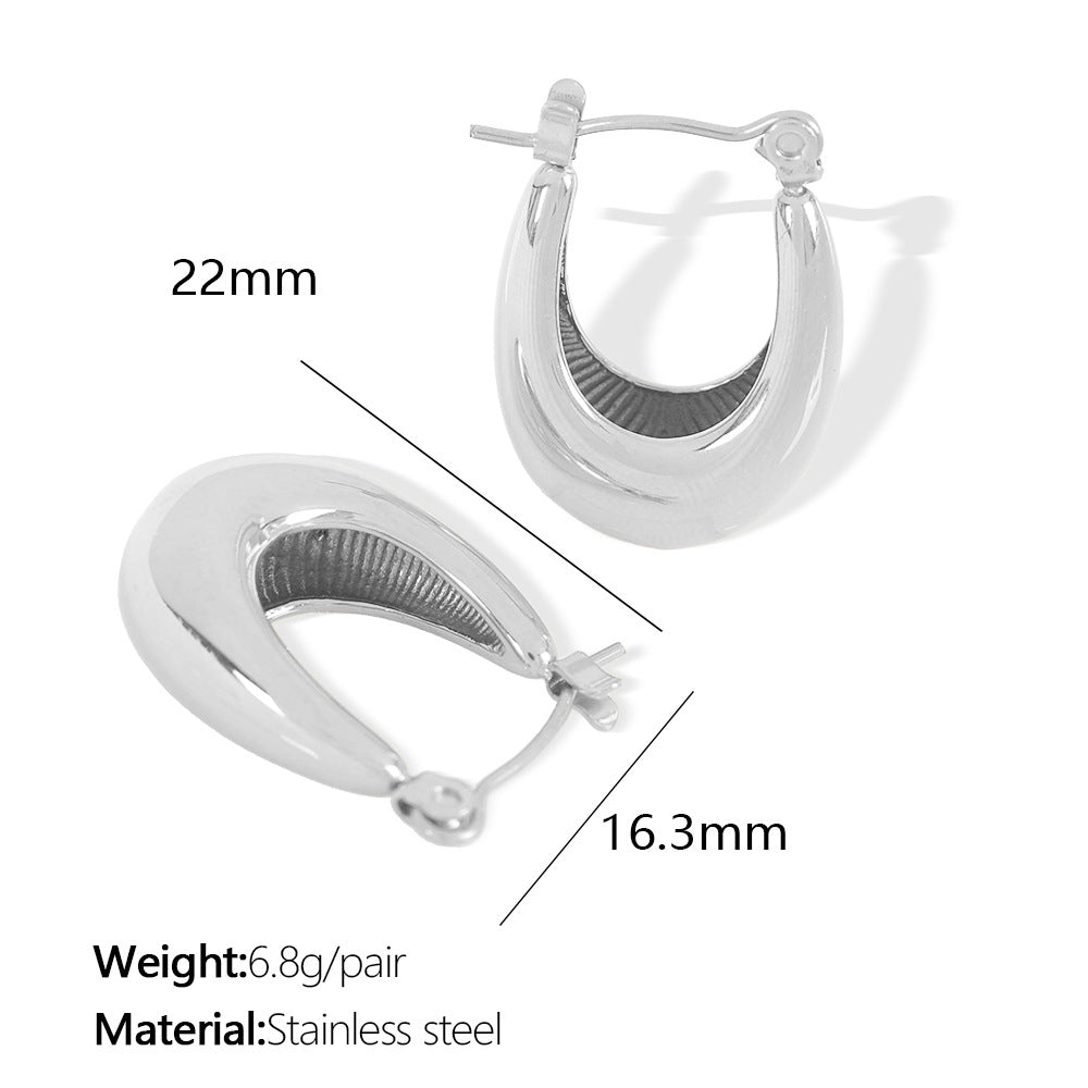 Titanium Steel Thick Cylindrical Hollow Ear Female Plated Solid Polished Rings