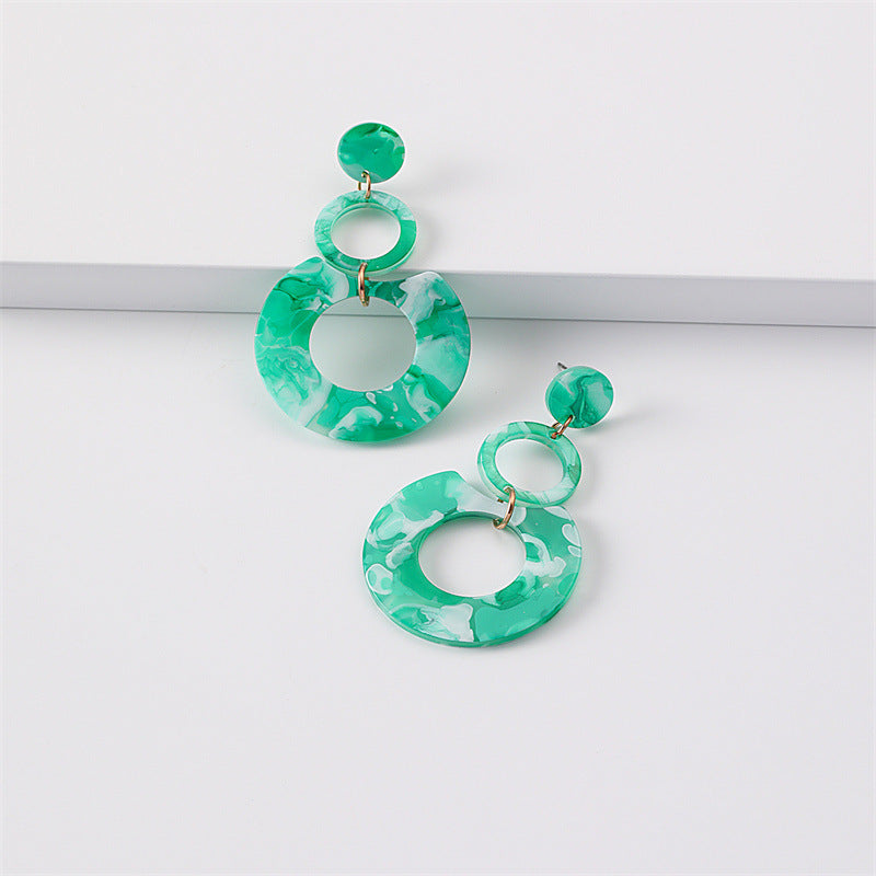 Women's Round Stitching Cellulose Acetate Sheet Texture Earrings