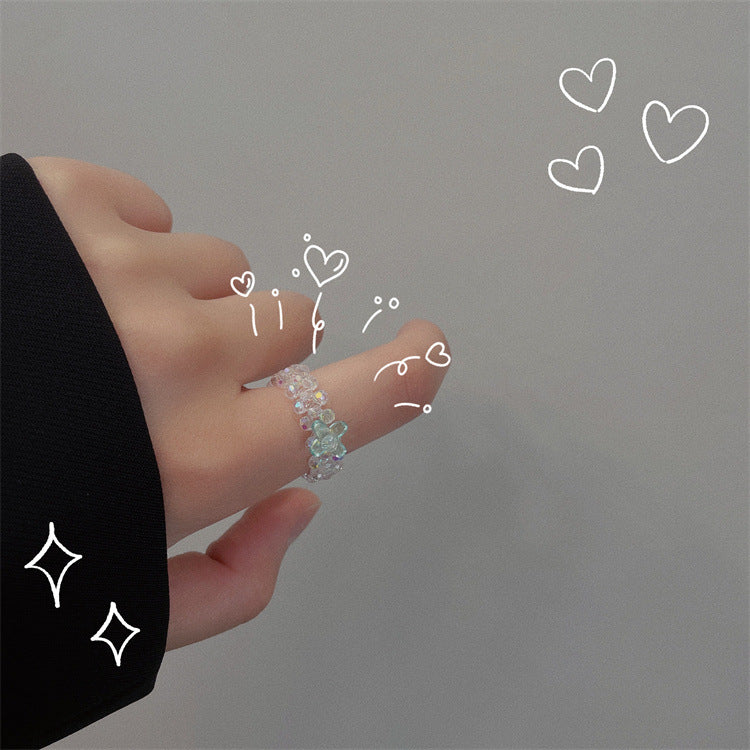 Women's Hand-woven Transparent Flower Cold Sweet Fresh Rings