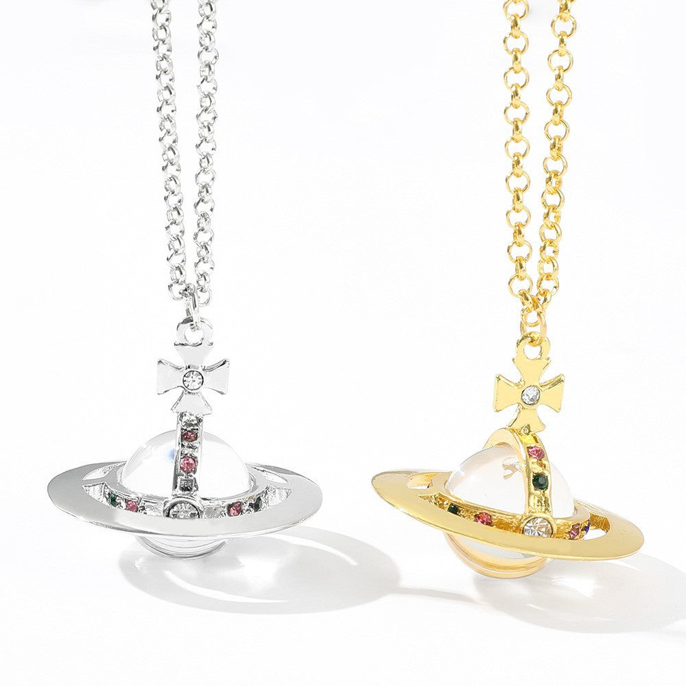 Mother Of The West Saturn Glass Planet Necklaces