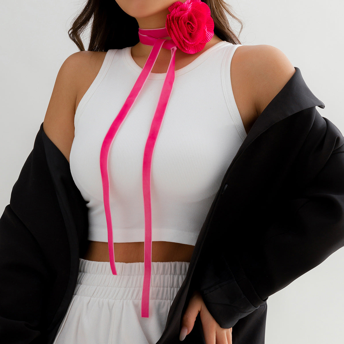 Personality Handmade Rose Creative Long Flower Necklaces