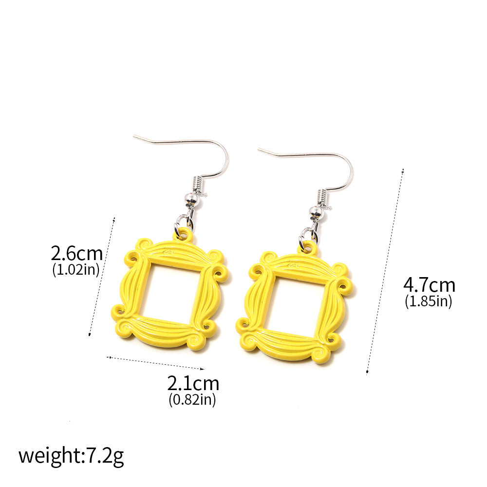 Friends Frame Ear Hook Resin Cartoon Door Films Television Commemorative Earrings