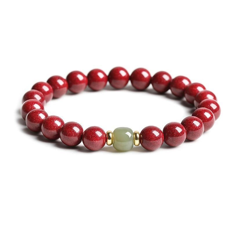Purple Gold Sand Cinnabar Single With Jade Bracelets