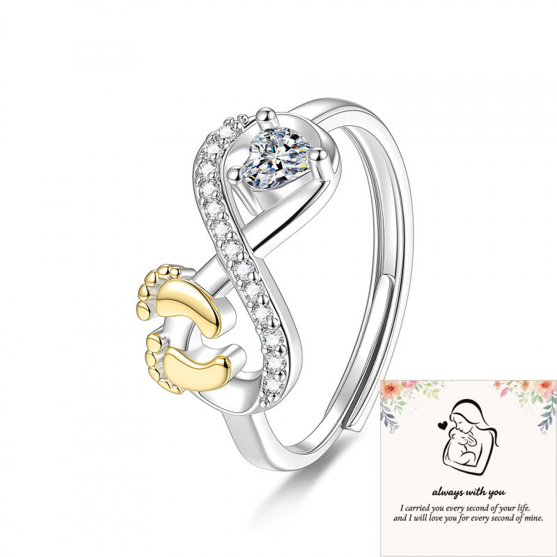 Footprints Love High Sense Index Finger Design Cute Sweet Ring