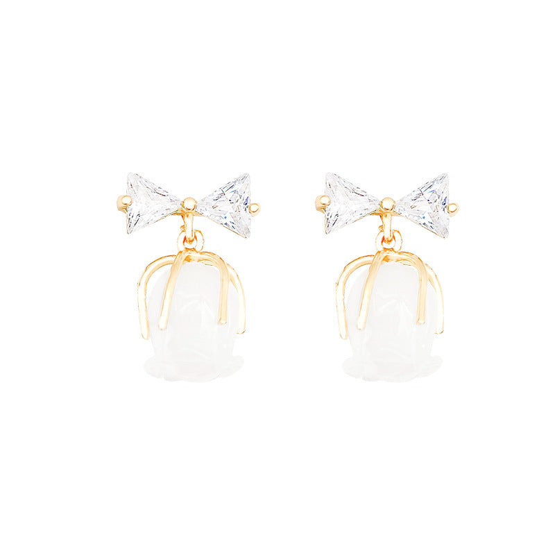 Women's Tulip Flower For Light Luxury Minority Micro Inlaid Zircon Stud Earrings