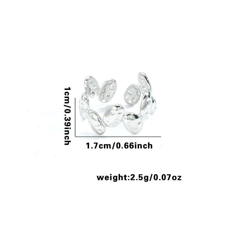 Minority Flower V-shaped Design Irregular Geometric Hollow Rings