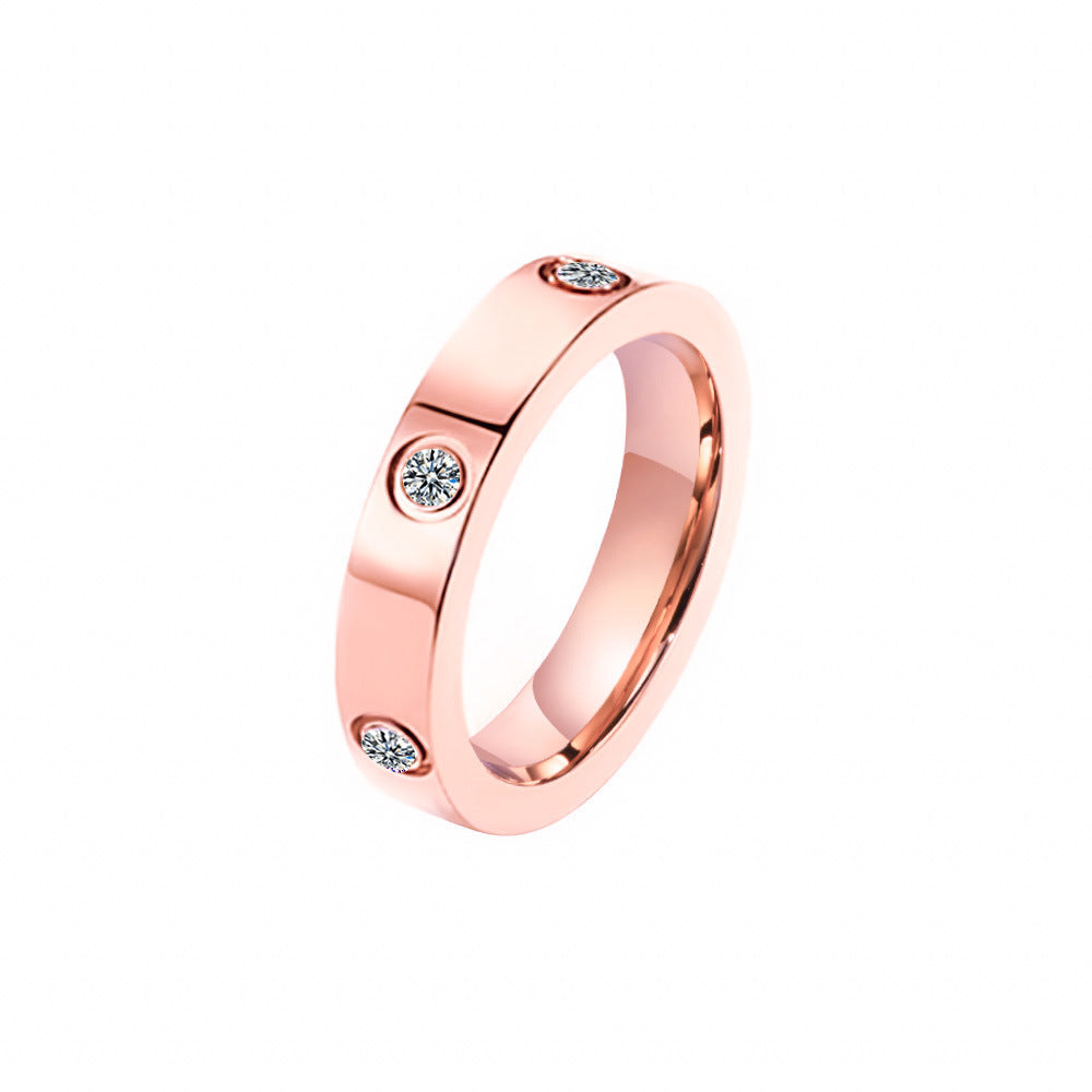 Live Titanium Steel Synthetic Zircon Card Home Rings