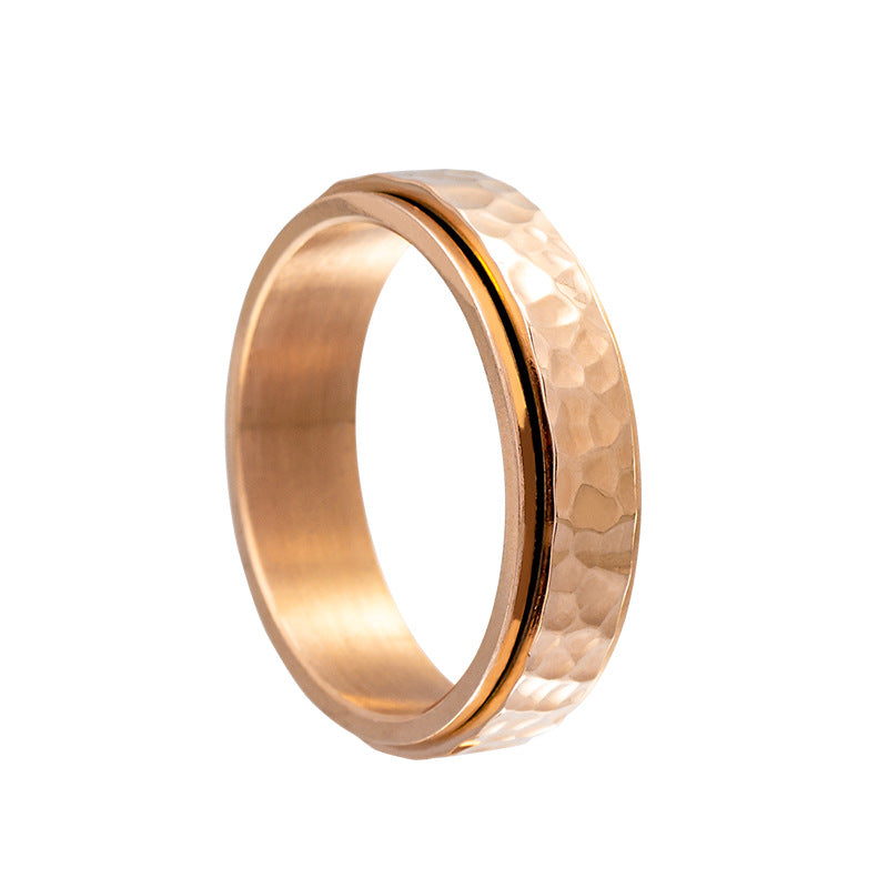 Hand Beating Moon Pit Pattern Irregular Rings