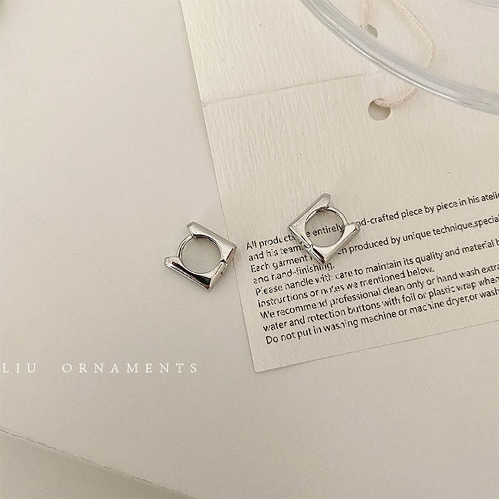 Square Ear Clip Female Design Personality High Stud Earrings