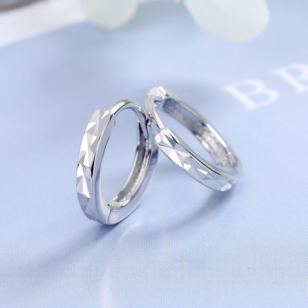 Women's Carven Design Clip Style Simple Glossy Round Short Circle Rings