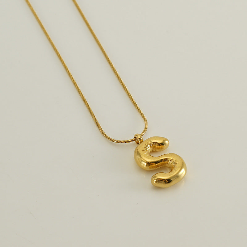 Bubble Letter Snake Bones Chain Titanium Steel Necklaces