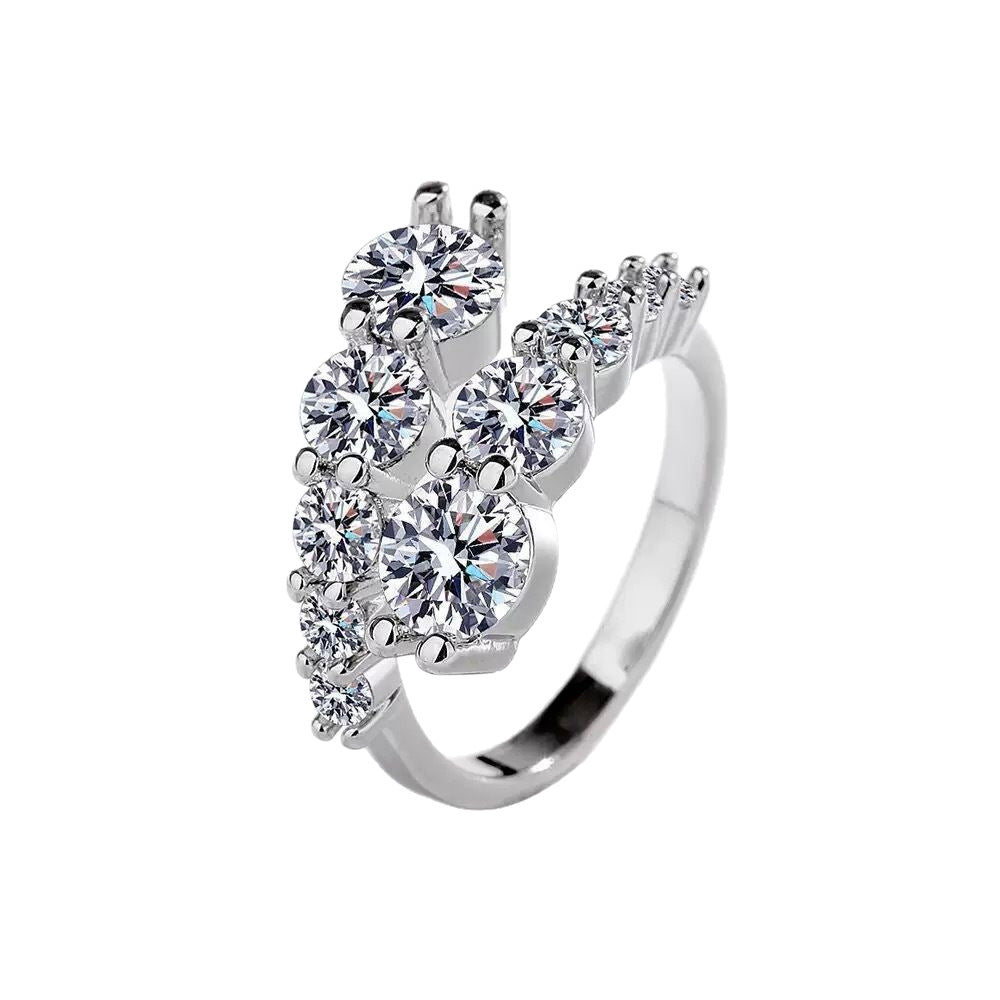 Women's Asymmetric Diamond Light Luxury Design Open Trendy Live Ring