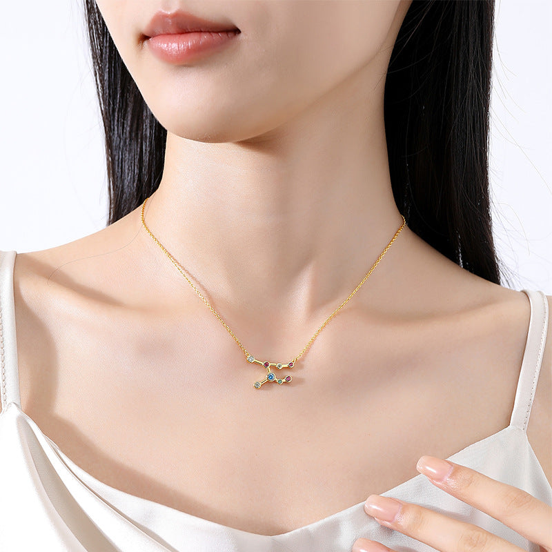 Women's Constellation Zircon Sterling Sier Sagittarius Design Necklaces