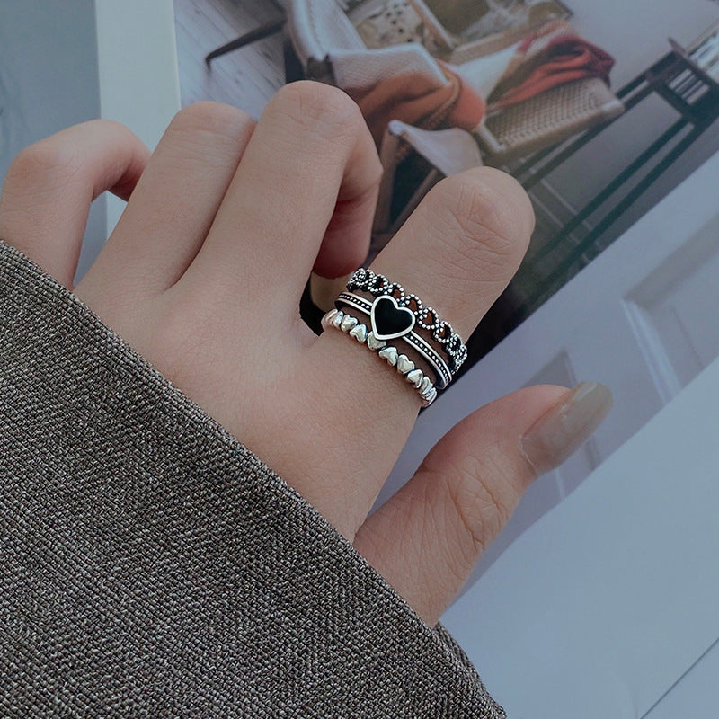 Women's Gate Black Heart Shape Index Finger Rings