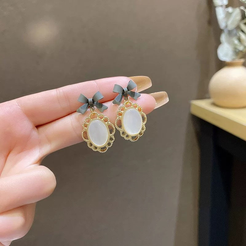 Women's Sier Needle Korean Style French Temperamental Pearl Earrings
