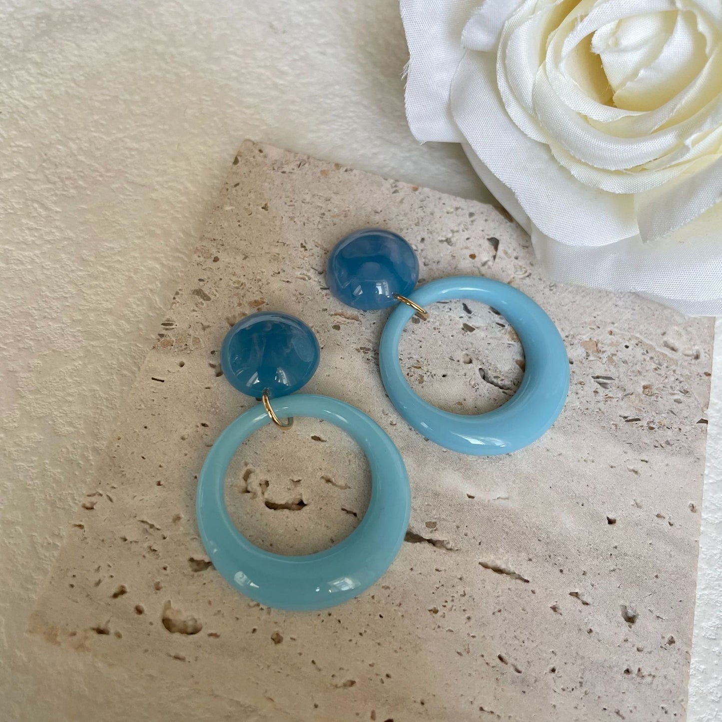 Series Big Circle Design Temperament Contrast Color Minimalist Female Ear Earrings