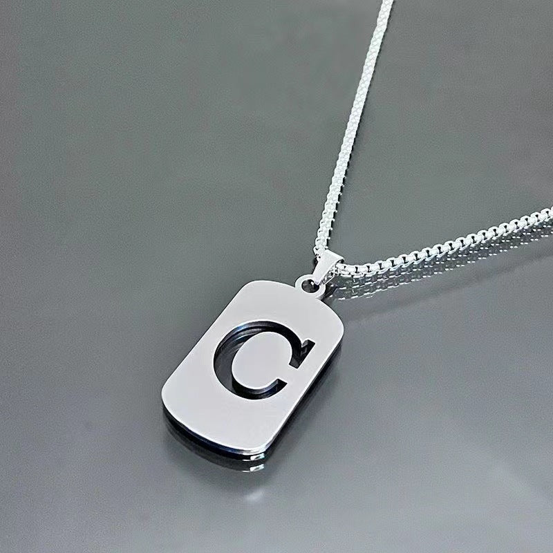 English Letter Titanium Steel Male Female Couple Clothing Necklaces