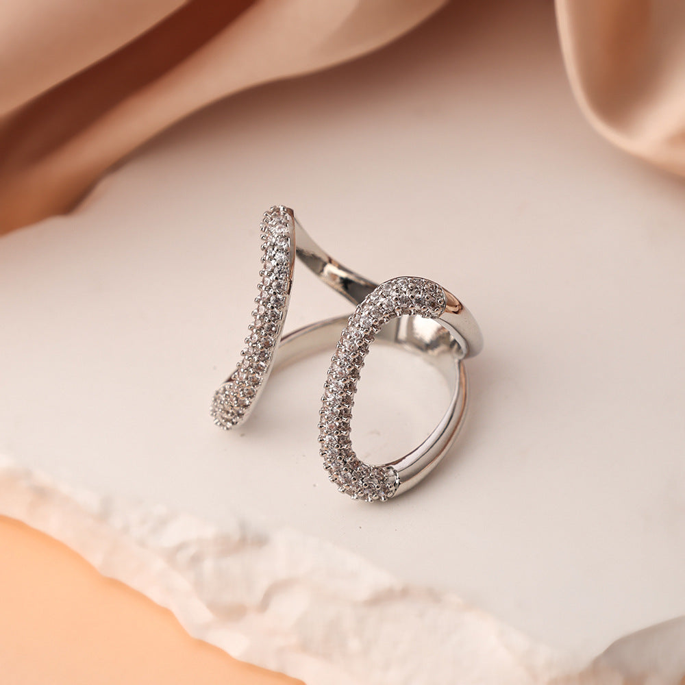 Wide Open High-grade Rhinestone Light Luxury Ring
