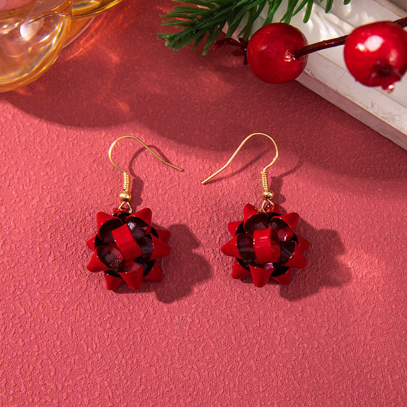 Handmade Exaggerated Big Christmas Tree Five-pointed Star Alloy Stitching Earrings