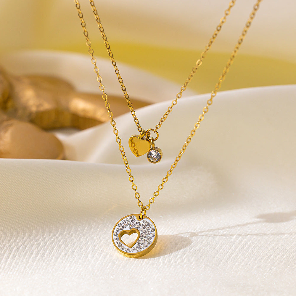 Women's Popular Twin Style Gold-plated Titanium Steel Necklaces