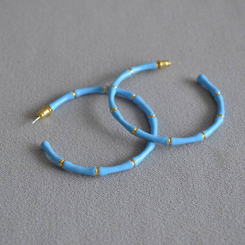 Women's Simple Versatile Enamel Glaze Fashionable Bamboo Joint Ear Earrings