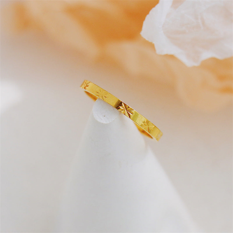 Light Batch Flower Pattern Elegant Female Retro Personality Rings
