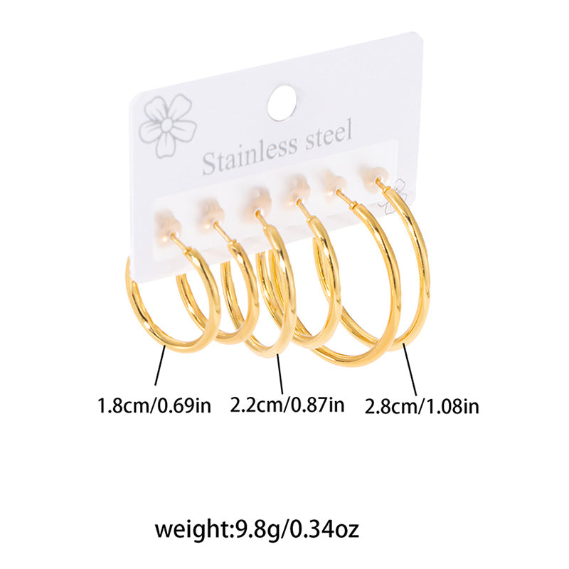 Women's & Men's Unique Gold-plated Stainless Steel For Simple Graceful Stud Earrings