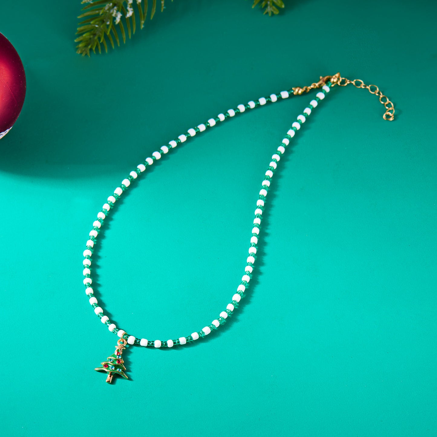 Christmas Colorful Bead Cute Cartoon Dripping Oil Necklaces