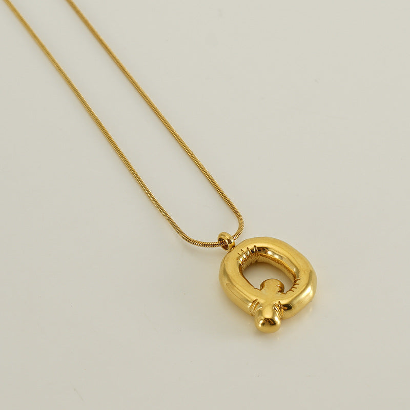 Bubble Letter Snake Bones Chain Titanium Steel Necklaces