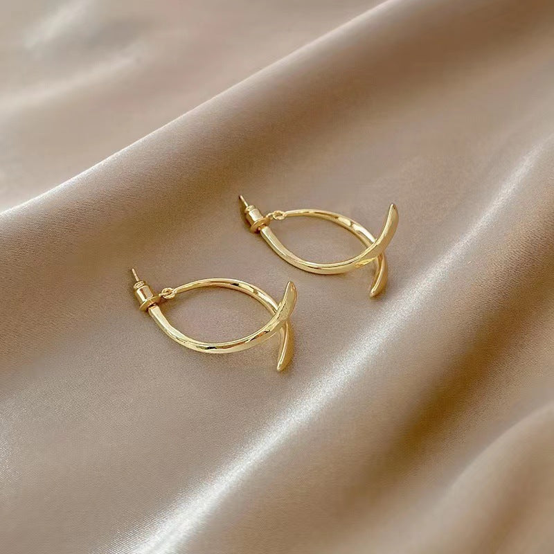Women's Sier Needle Retro Geometric Metal Design Earrings
