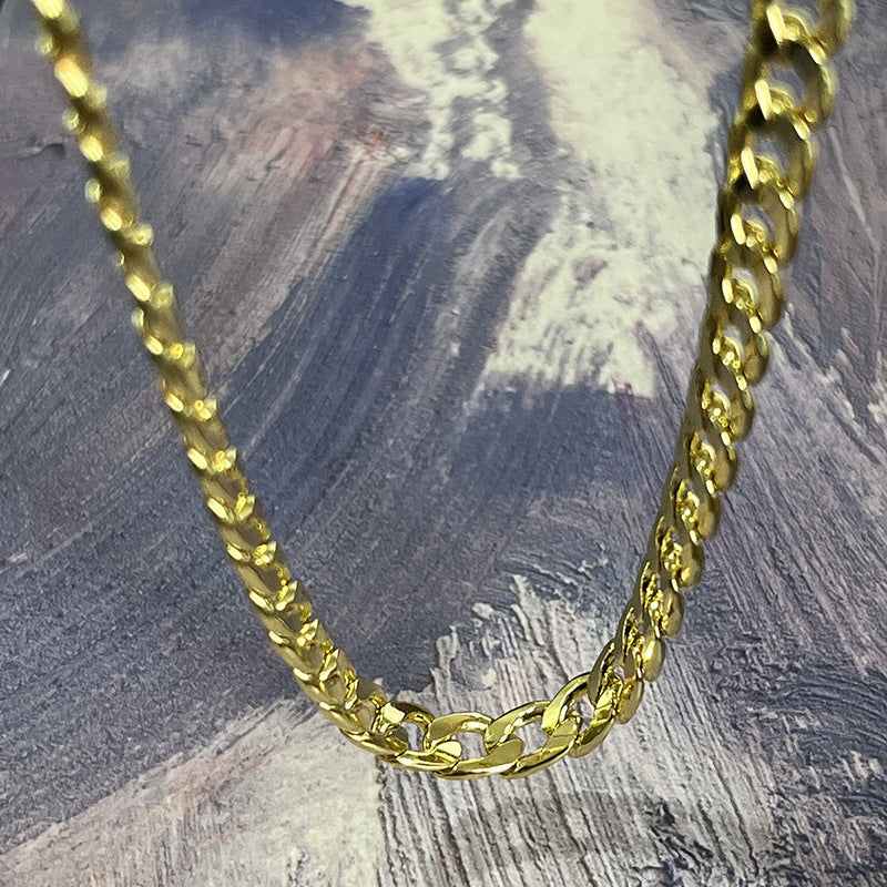 Men's Creative Trendy Gold Gold-plated Curb Necklaces