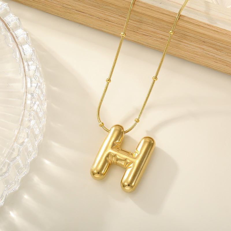 Women's Trendy Bubble Letter Colorfast Titanium Steel Design Pendants
