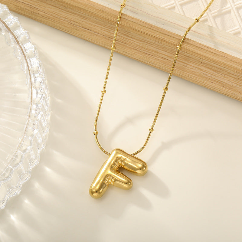 Women's Trendy Bubble Letter Colorfast Titanium Steel Design Pendants