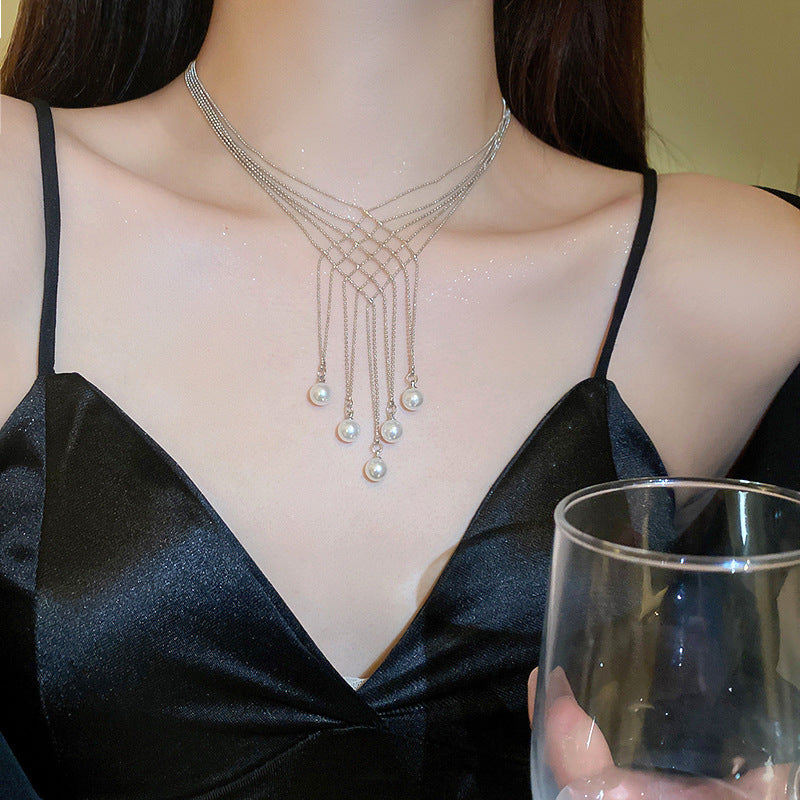 Women's Diamond Water Drop Tassel Light Luxury High-grade Niche Necklaces