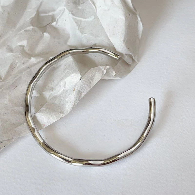Gold-plated Metallic Simple Irregular Wave Texture Personality Titanium Bracelet