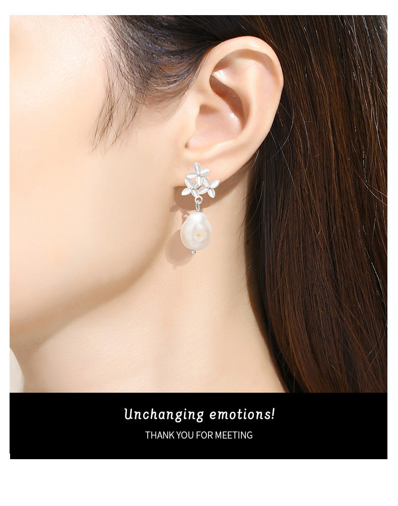 Unique Geometric Pearl Baroque Freshwater Temperament Earrings