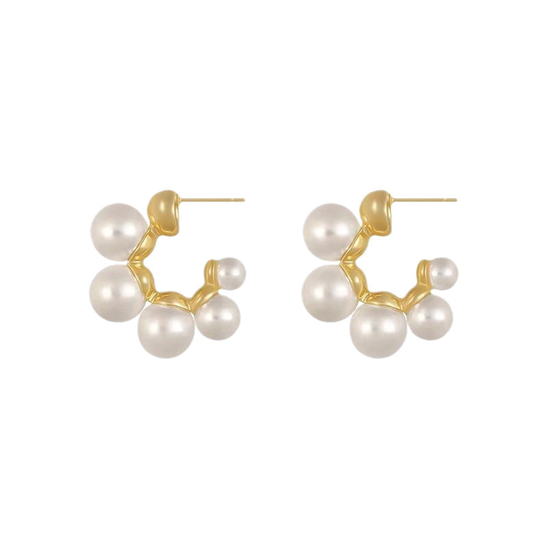 Vintage Shaped Large Pearl Niche Design Irregular Temperamental Rings