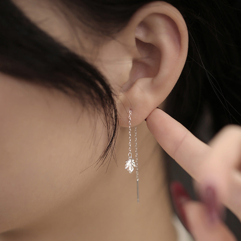 Women's Maple Leaf Fashion Temperament Chain Long Tassel Leaves Simple Rings
