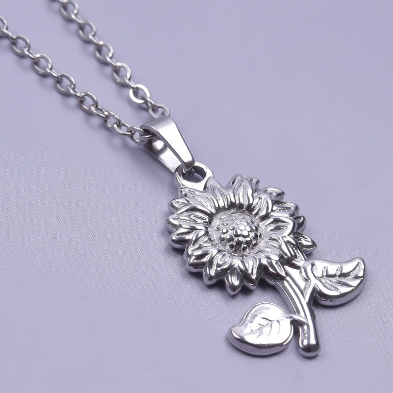 Sunflower Stainless Steel Vacuum Plating Ornament Necklaces