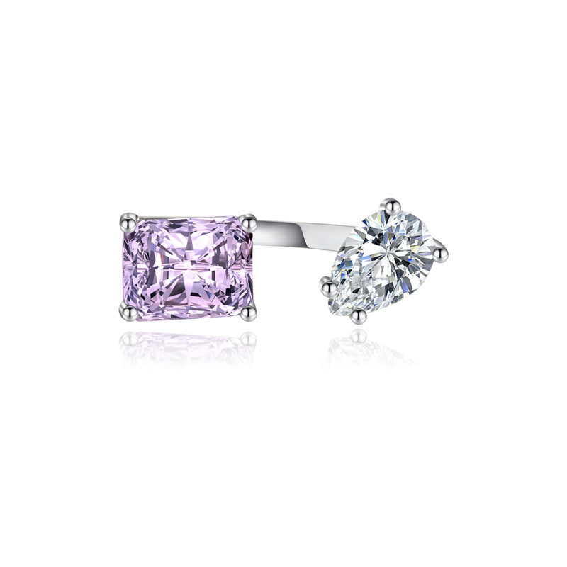 Purple Rhinestone Open-end Zircon Female Niche Rings