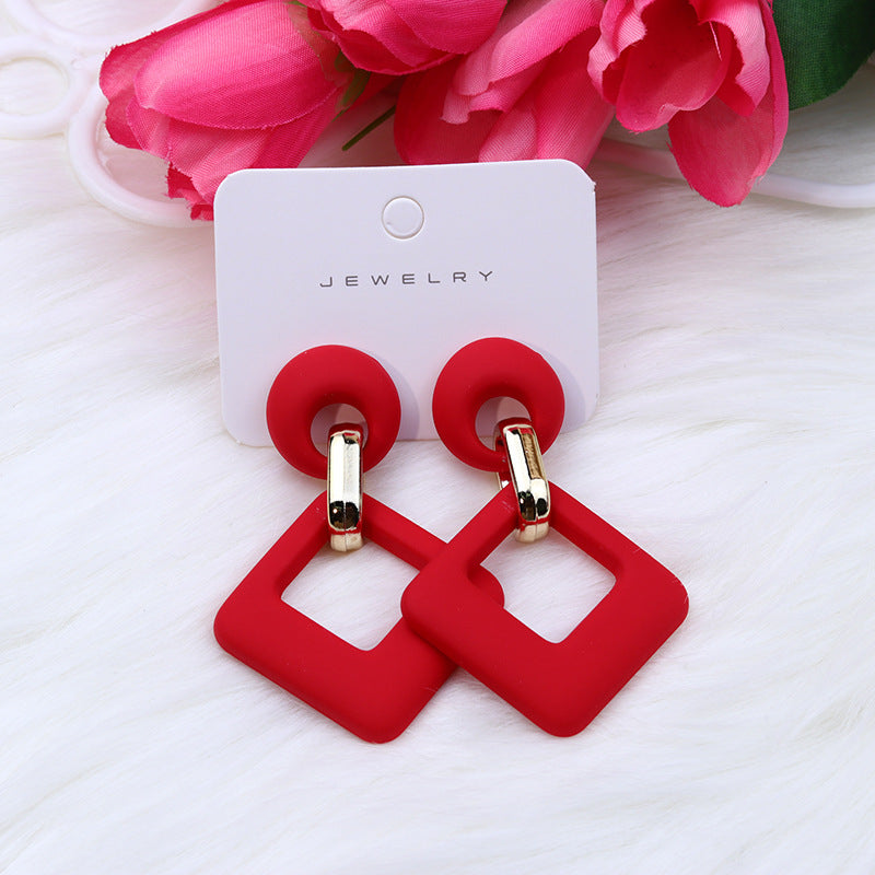 Women's Beach Colorful Fashion Rhombus Hollow Ear Acrylic Earrings