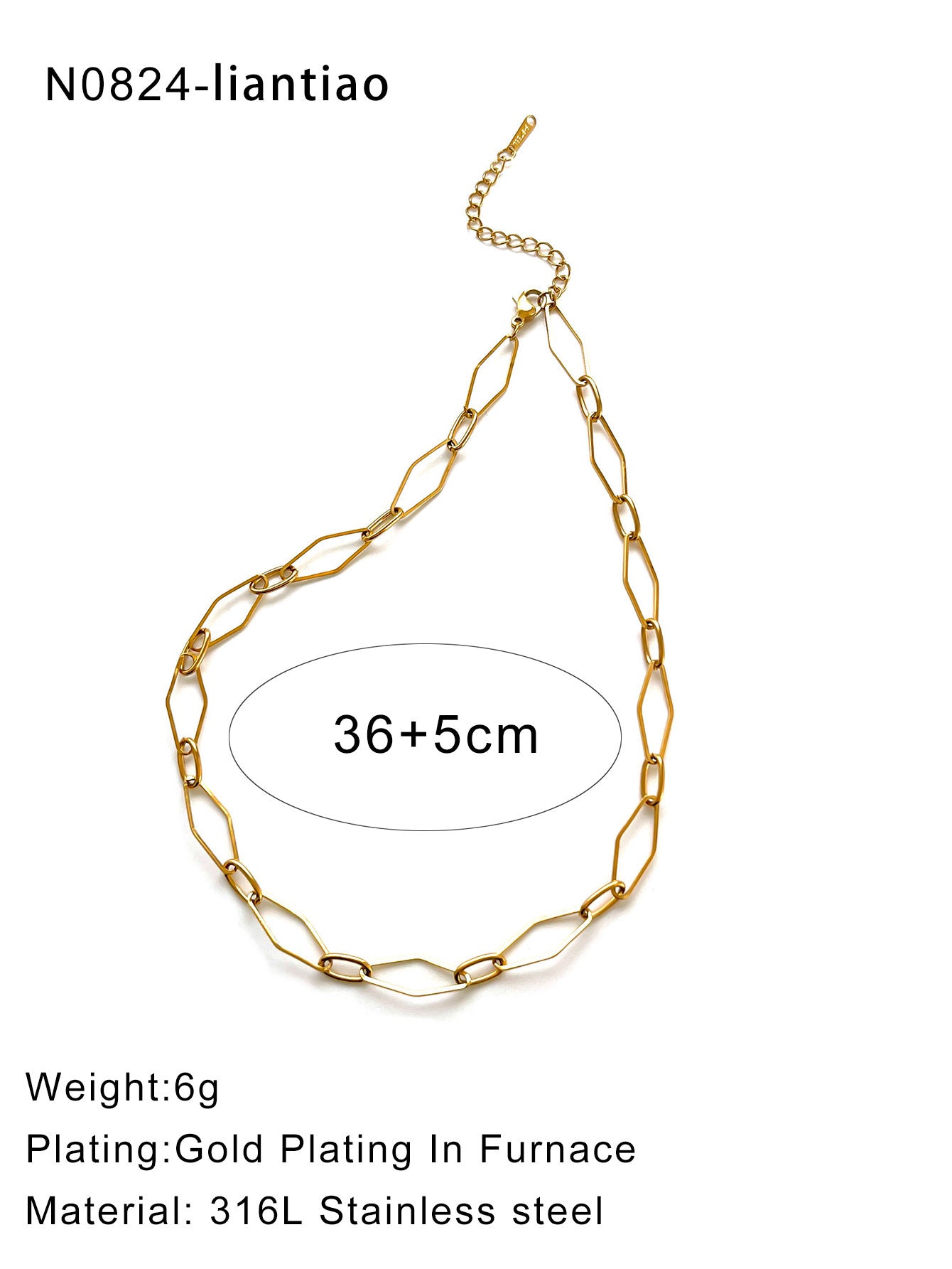 Women's Stainless Steel Glass Bead Beaded High-grade Versatile Light Luxury Necklace