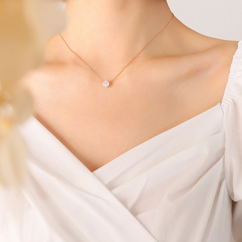Summer Zircon Inlaid Solitaire Couple Niche Necklaces